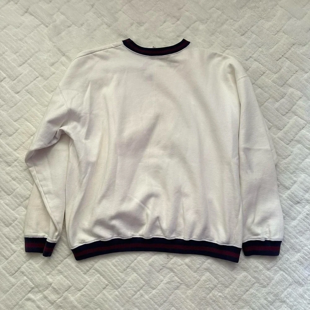 Vintage 1990s Cream Golf Clubs embroidered Graphic Sweatshirt with Stripe Trim L - Picture 7 of 8